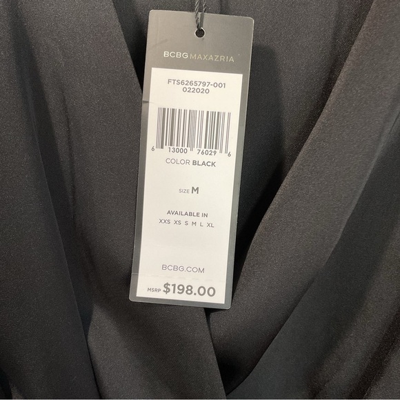 BCBGMAXAZRIA Satin Mini Surplice Dress black new with tags size Medium D16 - Picture 11 of 14